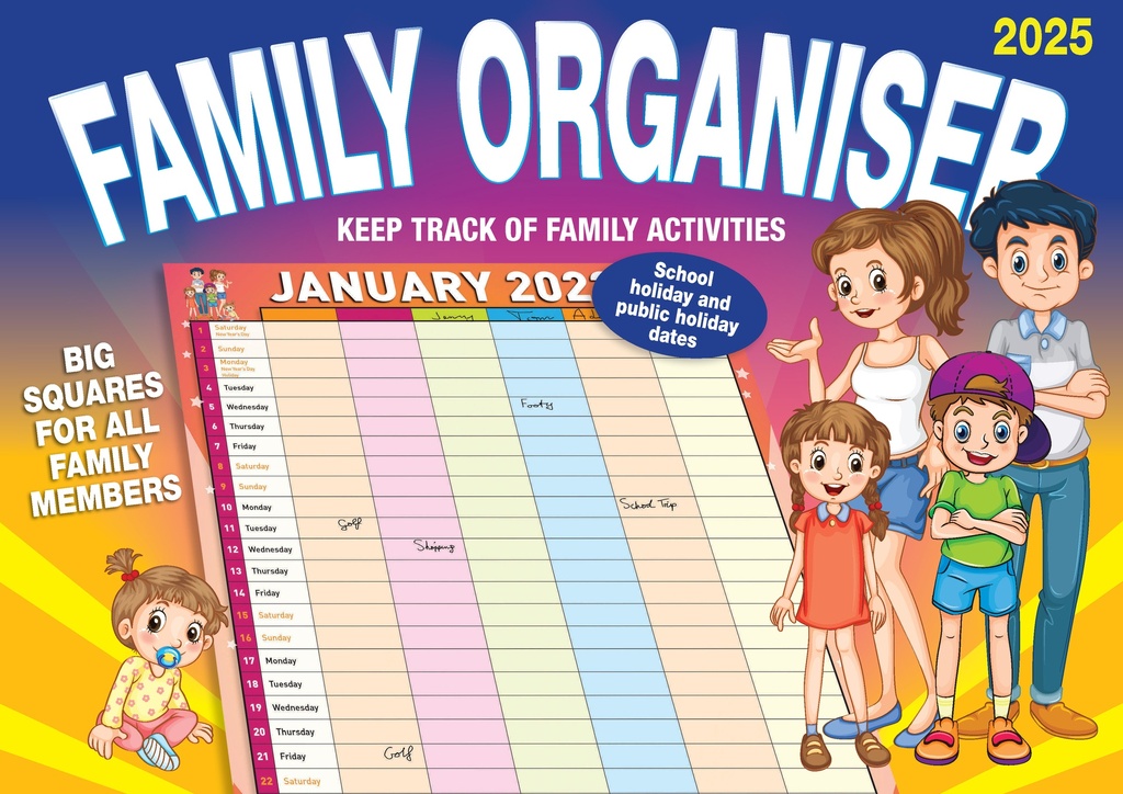 Big Print Family Organiser 2025 Calendar