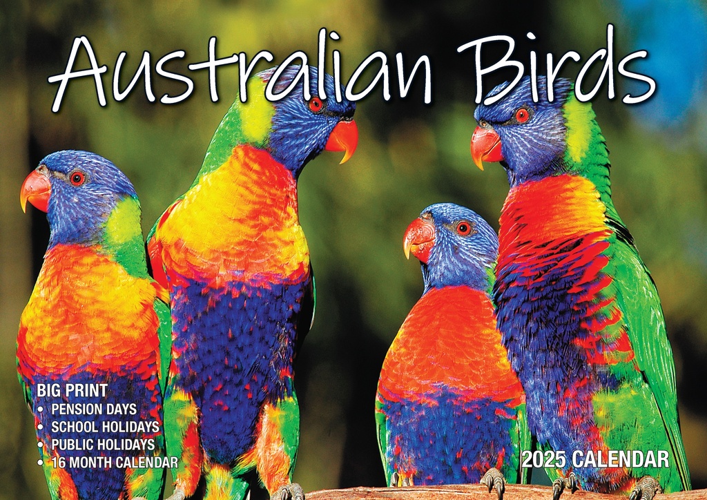 Big Print Birds of Australia 2025 Calendar