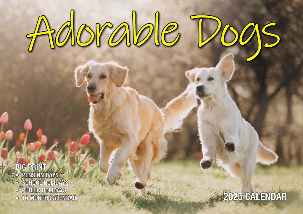 Big Print Adorable Dogs 2025 Calendar