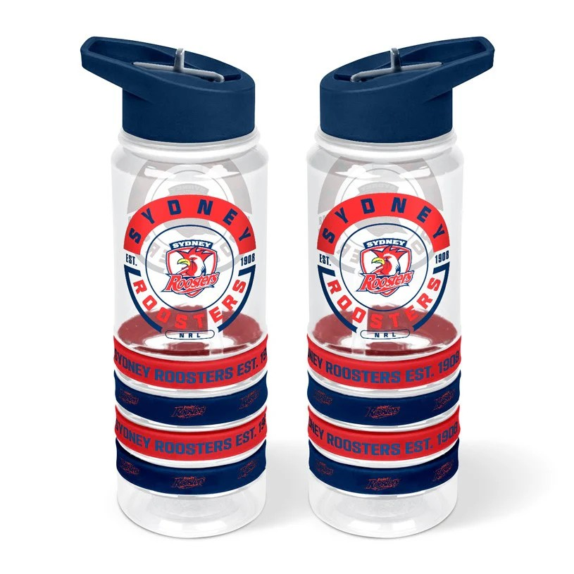 NRL Sydney Roosters Drink Bottle with Wrist Bands