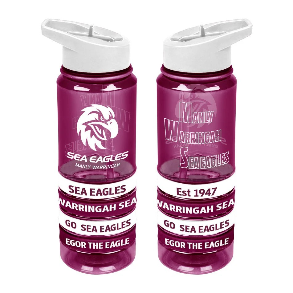 NRL Manly Warringah Sea Eagles Drink Bottle with Wrist Bands
