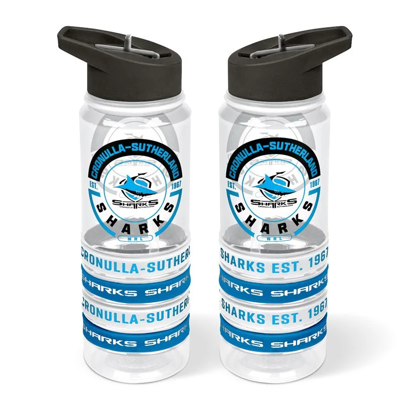 NRL Cronulla-Sutherland Sharks Drink Bottle with Wrist Bands
