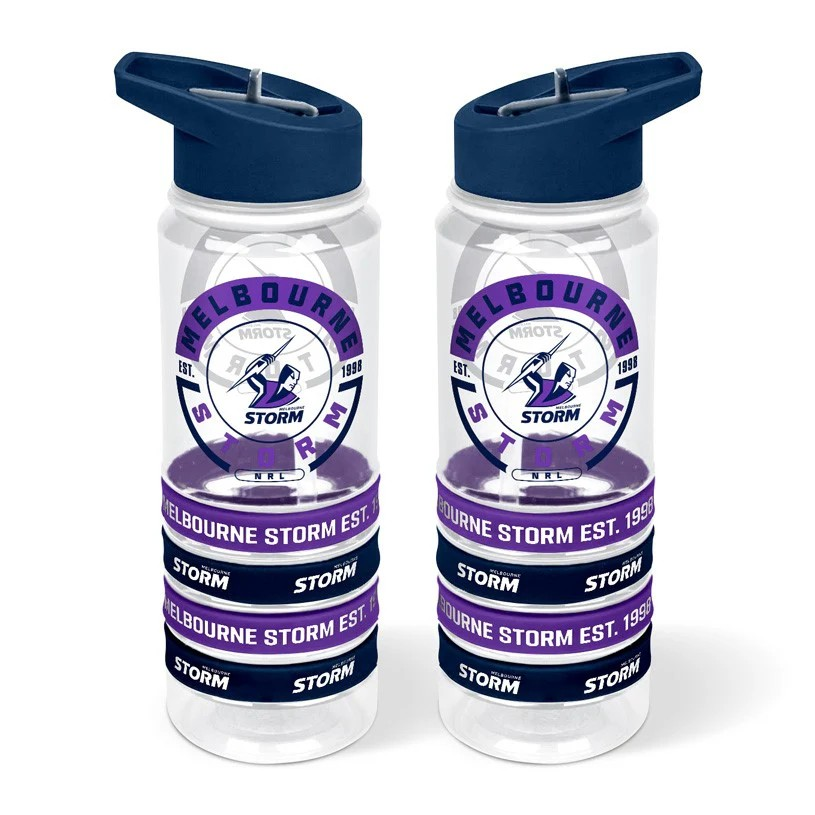 NRL Melbourne Storm Drink Bottle with Wrist Bands