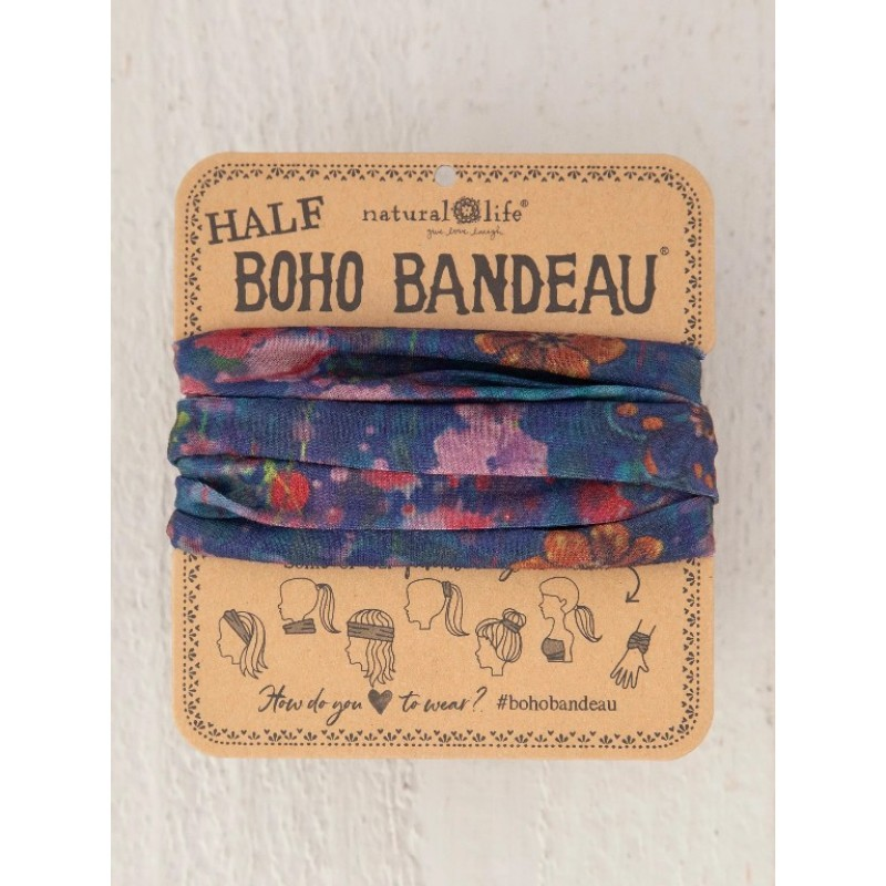 Boho Bandeau - Half Watercolour Indigo Floral