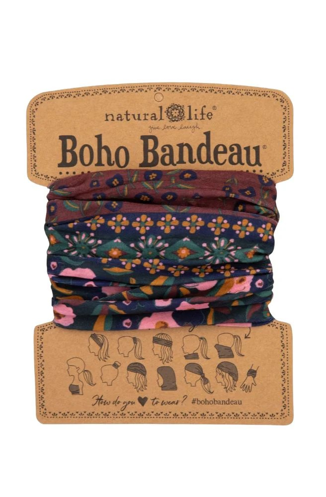 Boho Bandeau - Wine Floral Border