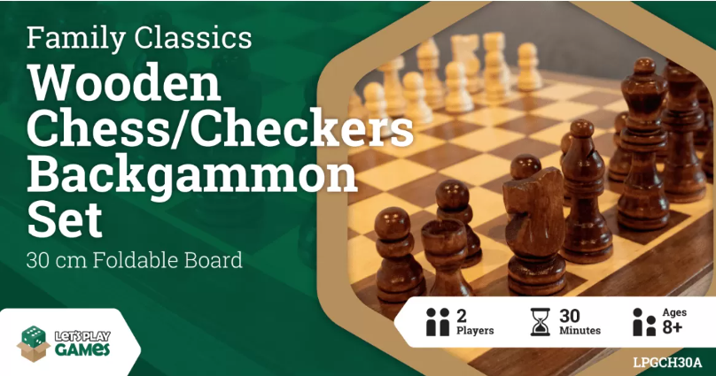 Wooden Chess/Checkers Backgammon Set
