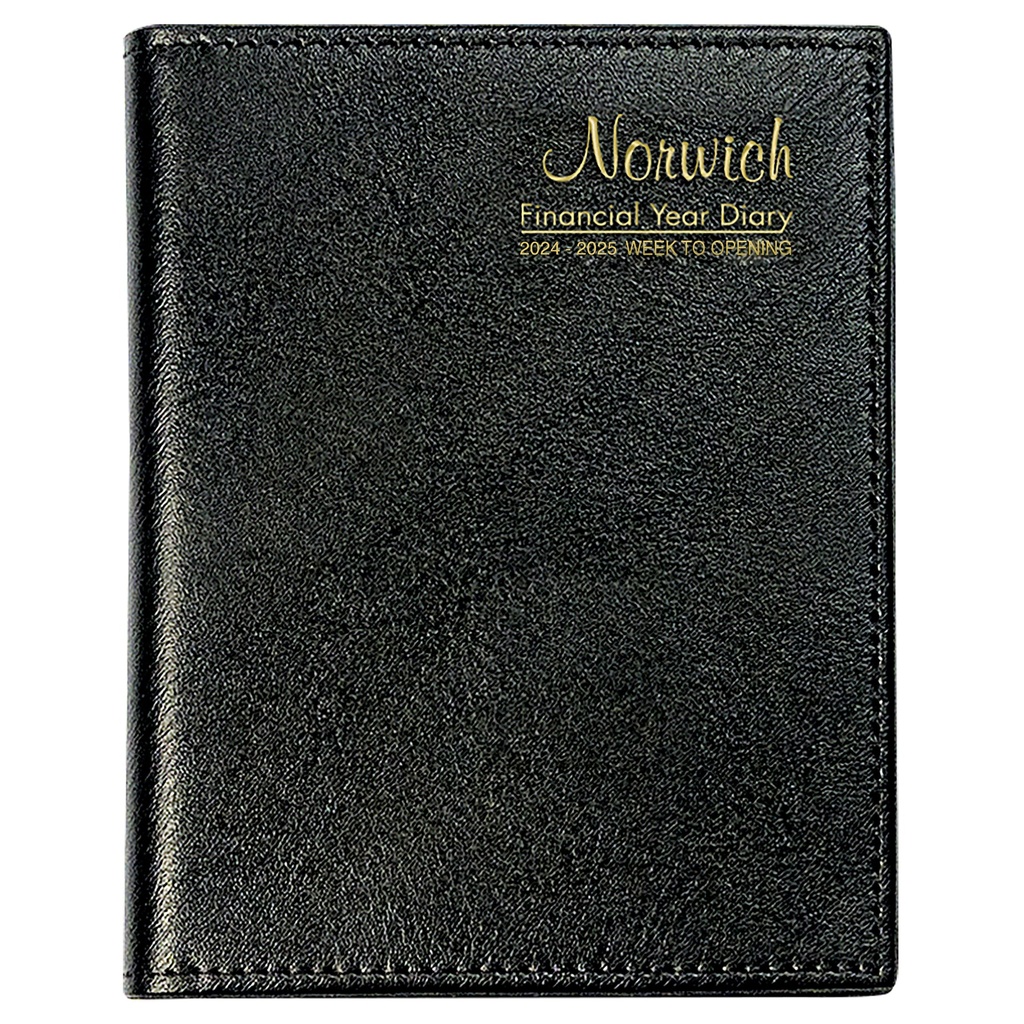 2025-2026 Financial Year Diary - Cumberland Norwich A6 Week-To-View (WTV) Black