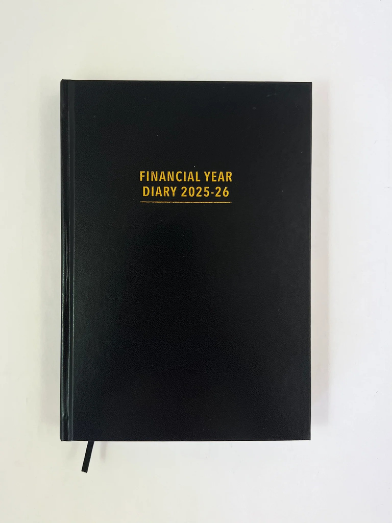 2025-2026 Financial Year Diary - A5 Day-To-A-Page (DTP) Black