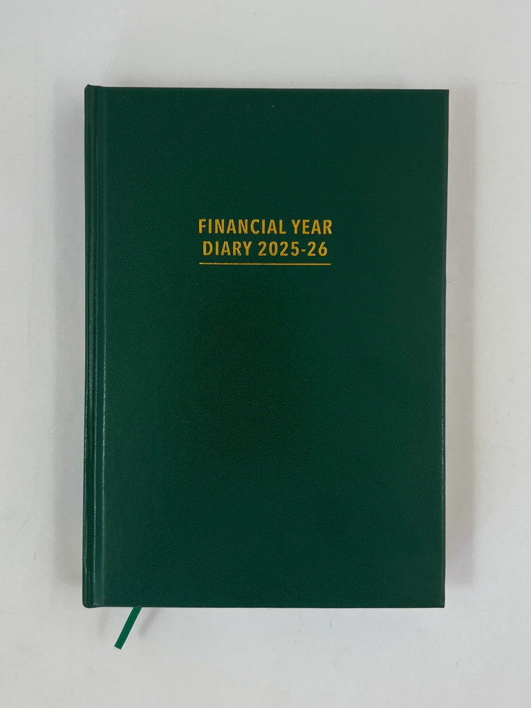 2025-2026 Financial Year Diary - A5 Day-To-A-Page (DTP) Green