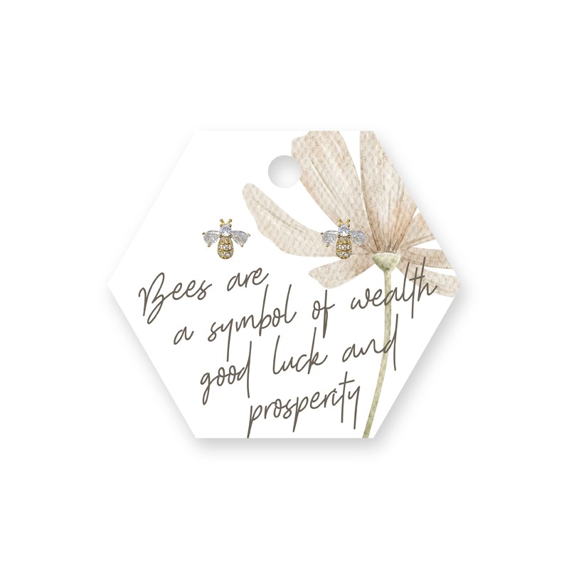 Beautiful Bee's Gold Plated Diamante Stud Earrings - Artique