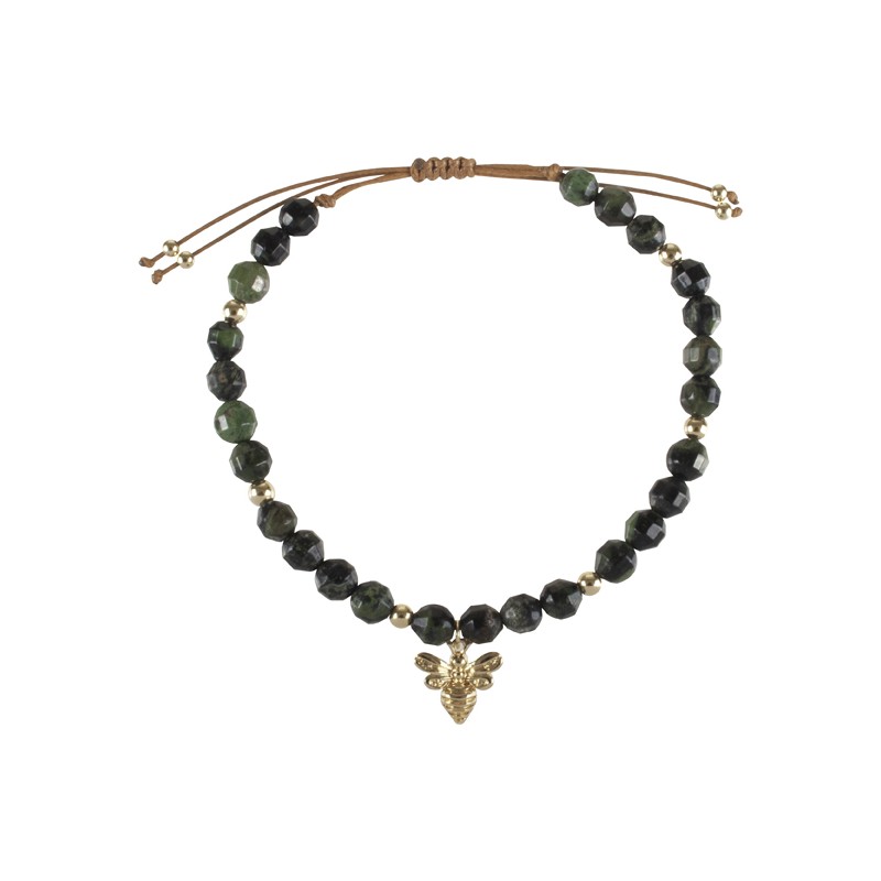 Beautiful Bee's Gold Plated Green Calcite Beaded Bracelet - Artique