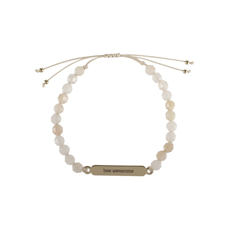 Beautiful Bee's Gold Plated Pink Aventurine Beaded Bracelet - Artique