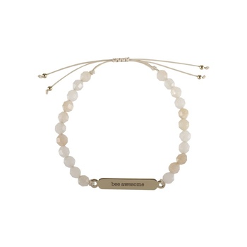Beautiful Bee's Gold Plated Pink Aventurine Beaded Bracelet - Artique
