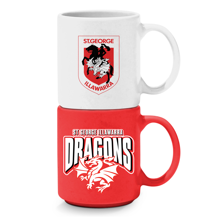NRL St. George Illawarra Dragons Stackable Ceramic Mugs Set