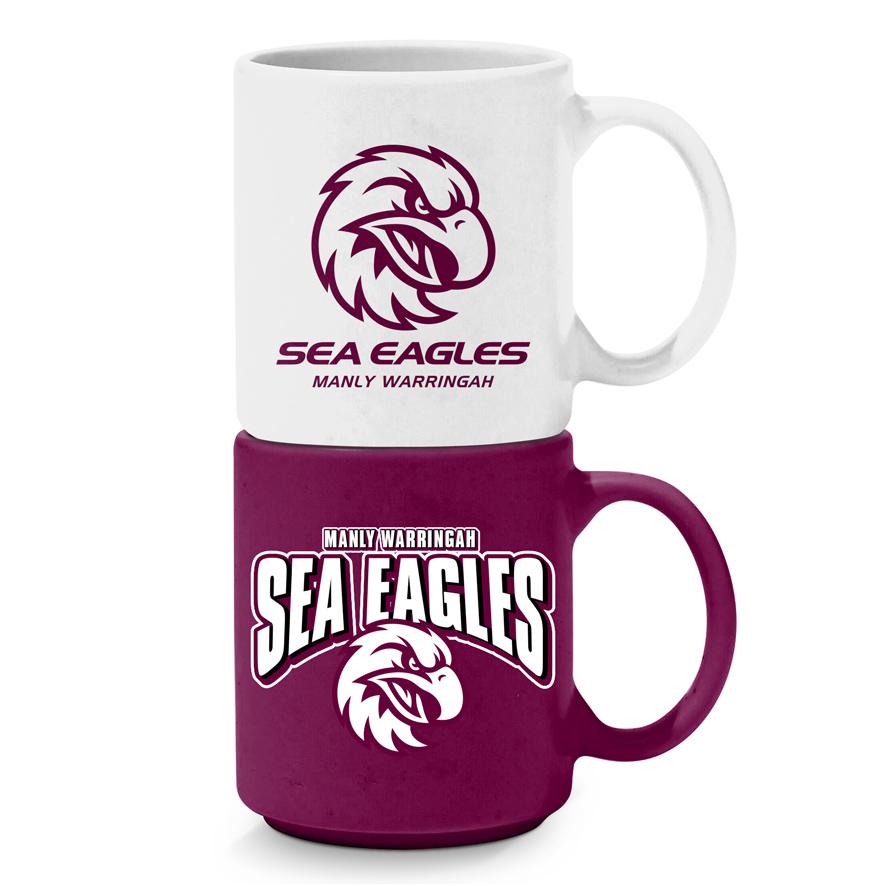 NRL Manly Warringah Sea Eagles Stackable Ceramic Mugs Set