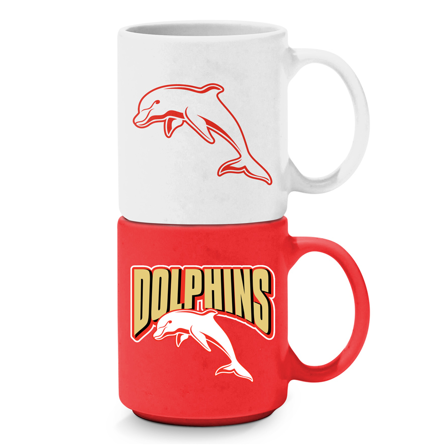 NRL Dolphins Stackable Ceramic Mugs Set