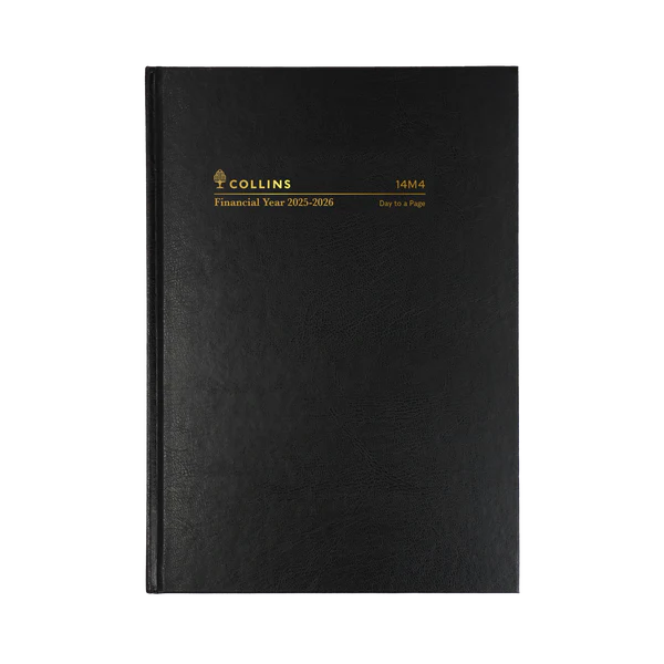 2025-2026 Financial Year Diary - Collins A4 Day-To-Page (DTP) Black