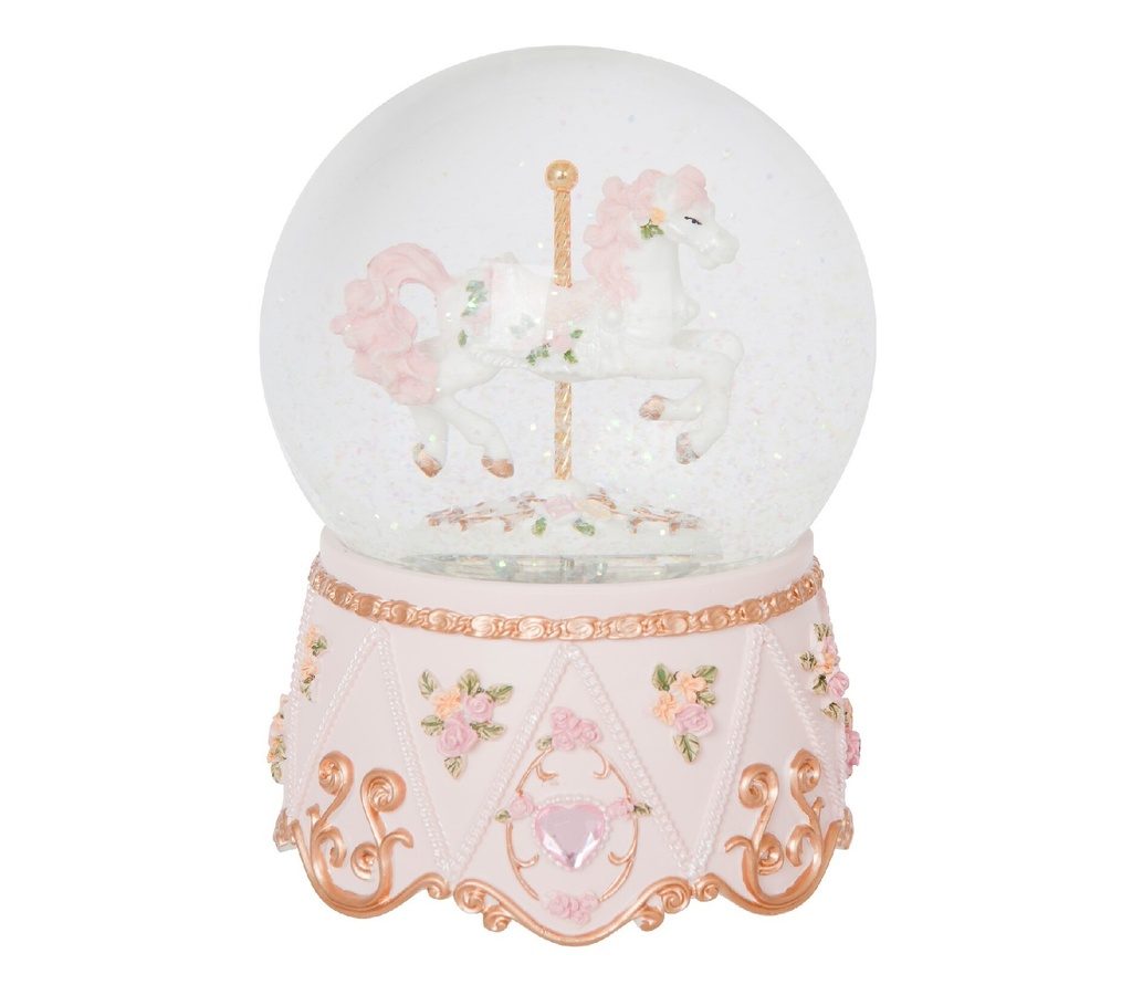 The Russell Collection - Resin Snow Globe - Musical Carousel Horse