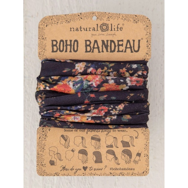 Boho Bandeau - Black Red Bouquet