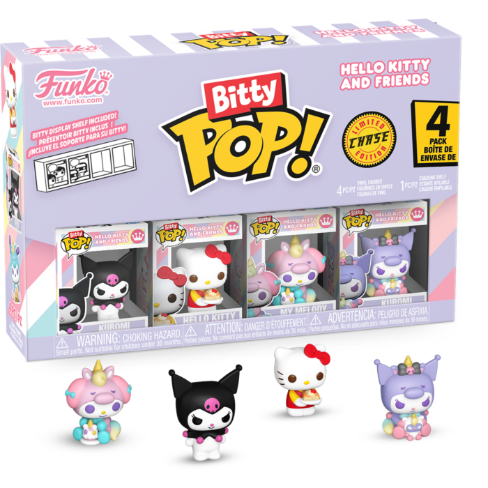 Sanrio - Kuromi, Hello Kitty, My Melody (Unicorn) & Mystery Chase Bitty Funko Pop! Vinyl Figure 4pk