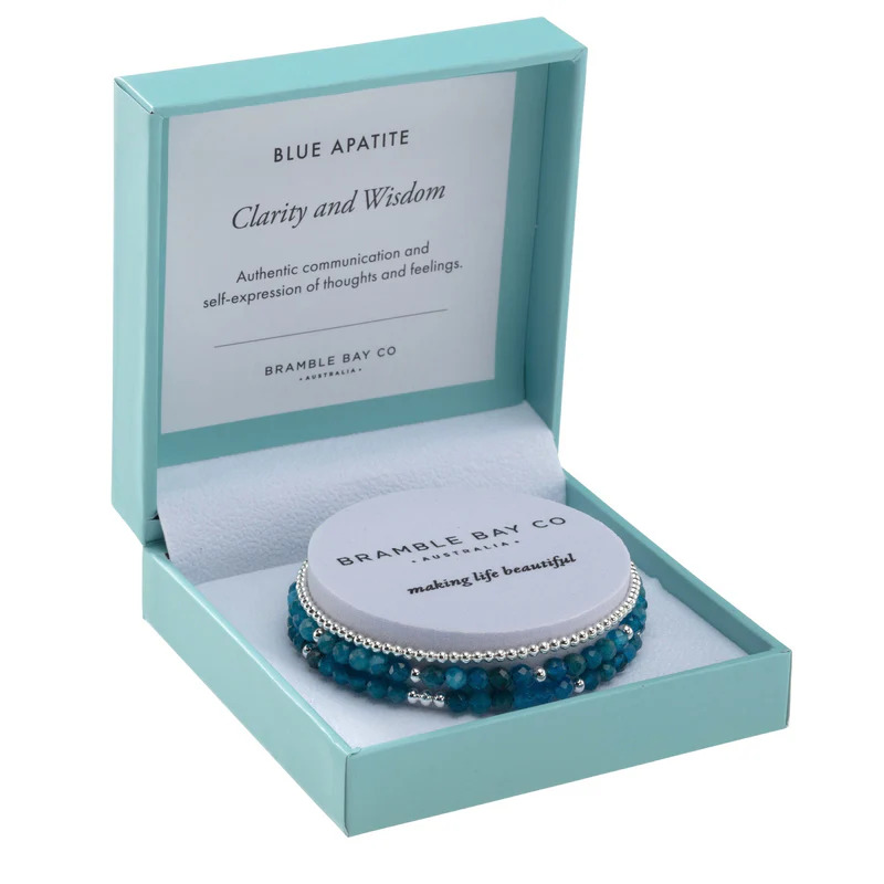 Bramble Bay Co - Trio Bracelet Set Blue Apatite & Silver Plated Clarity & Wisdom 