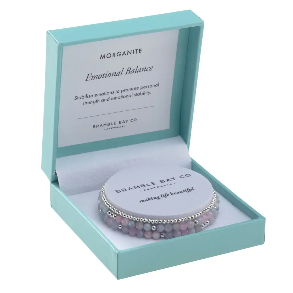 Bramble Bay Co - Trio Bracelet Set Morganite & Silver Plated Bead