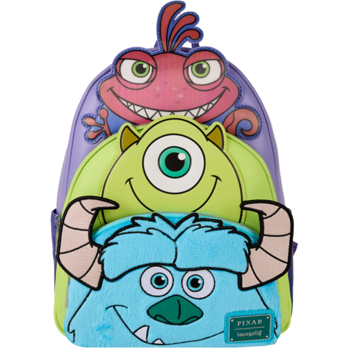 Monsters Inc - Mike, Sully & Randall Triple Pocket Mini Backpack - Loungefly