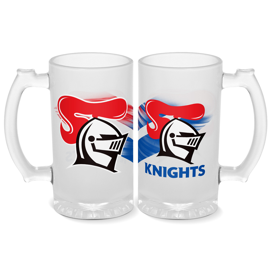 NRL Newcastle Knights 500ml Frosted Stein Glass
