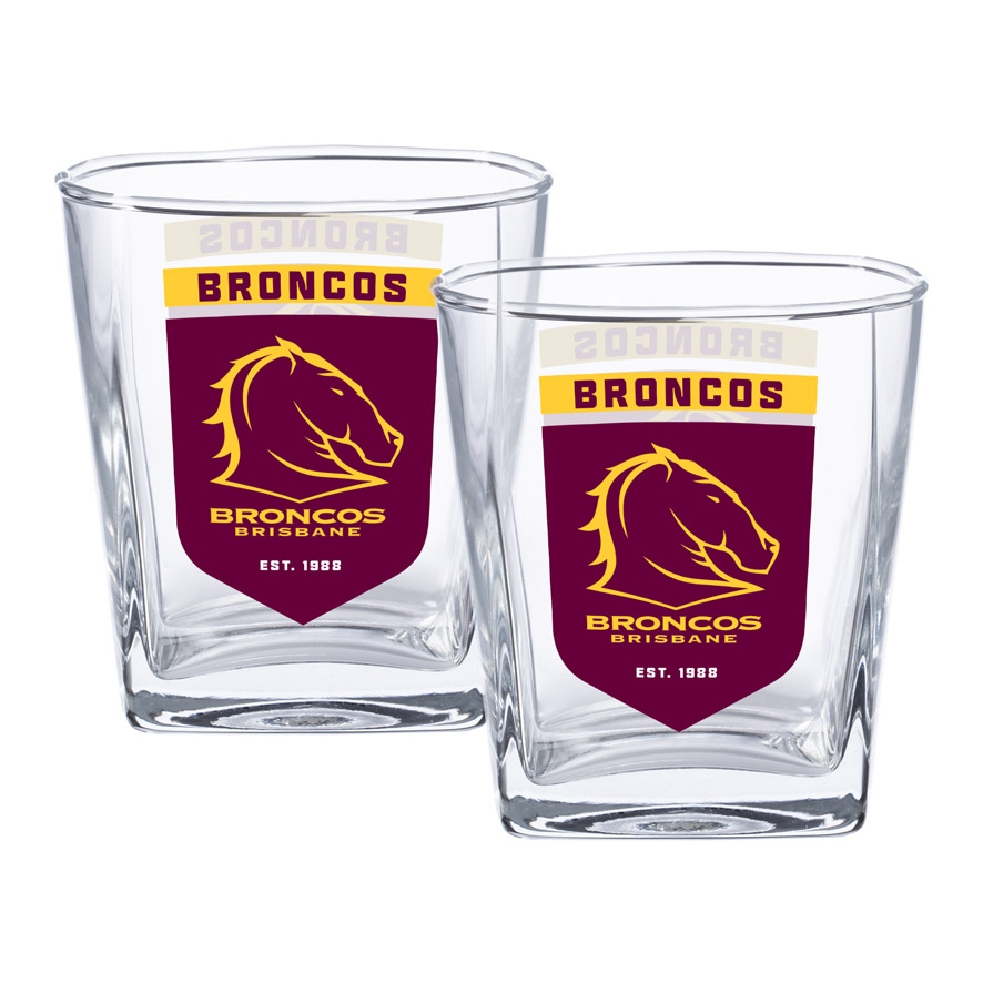 NRL Brisbane Broncos Spirit Glasses 2pk
