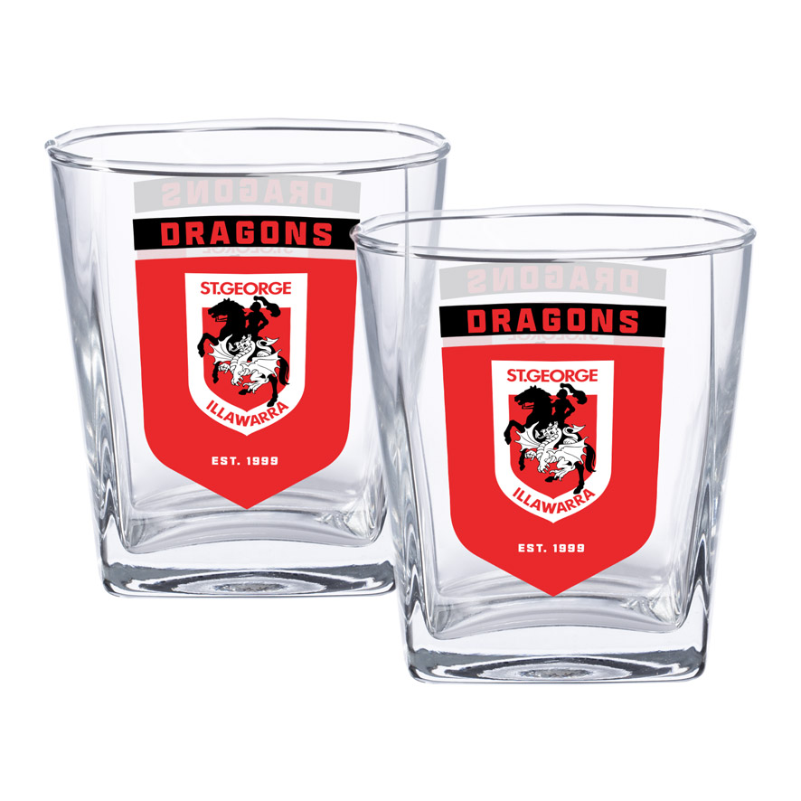 NRL St. George Illawarra Dragons Spirit Glasses 2pk