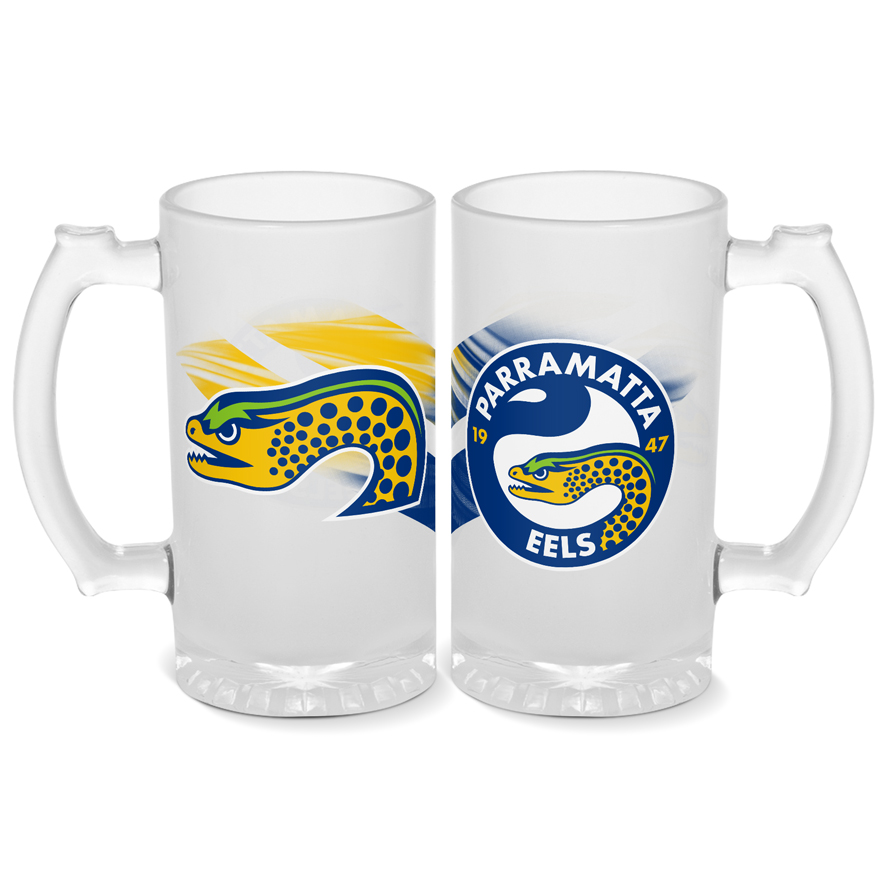 NRL Parramatta Eels 500ml Frosted Stein Glass