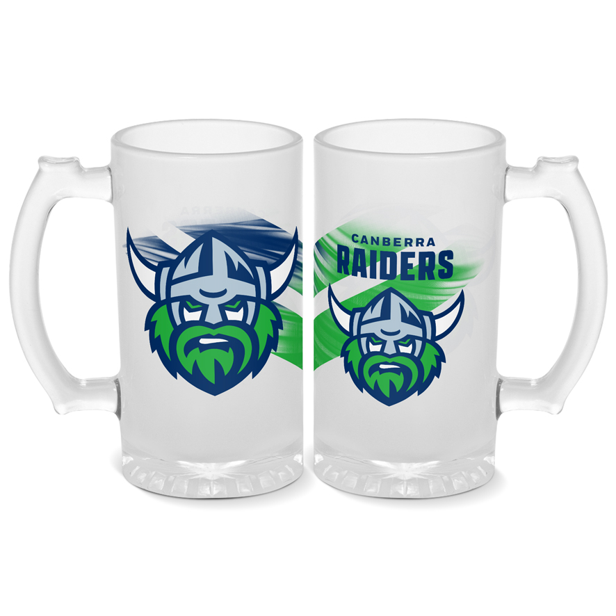 NRL Canberra Raiders 500ml Frosted Stein Glass