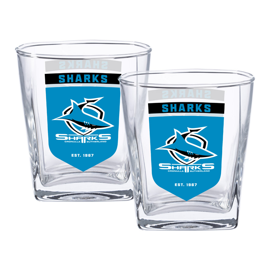 NRL Cronulla-Sutherland Sharks Spirit Glasses 2pk