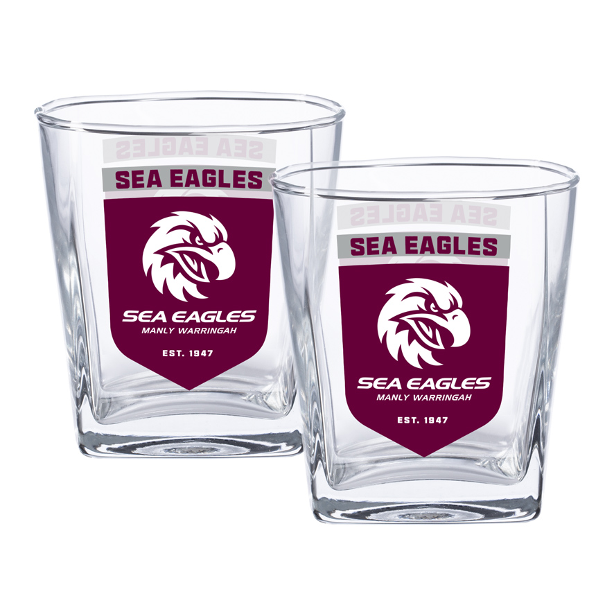 NRL Manly Warringah Sea Eagles Spirit Glasses 2pk