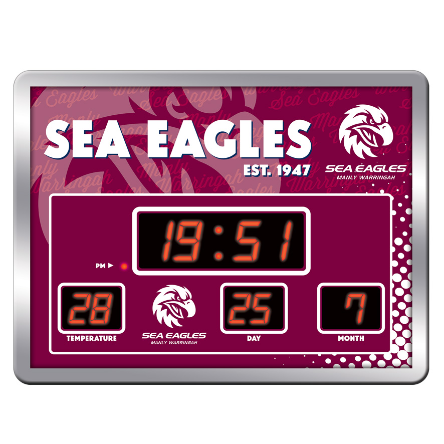 NRL Manly Warringah Sea Eagles LED Scoreboard Clock