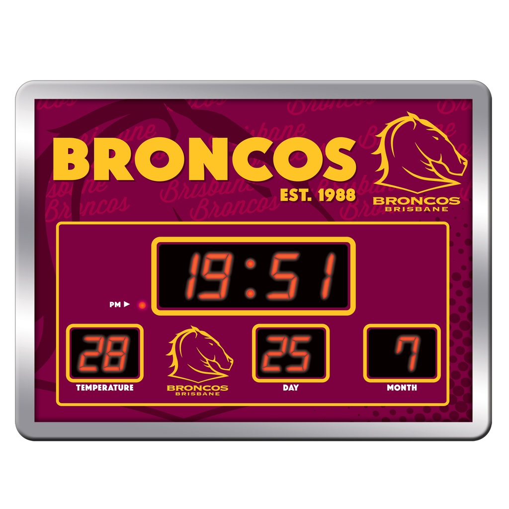 NRL Brisbane Broncos LED Scoreboard Clock