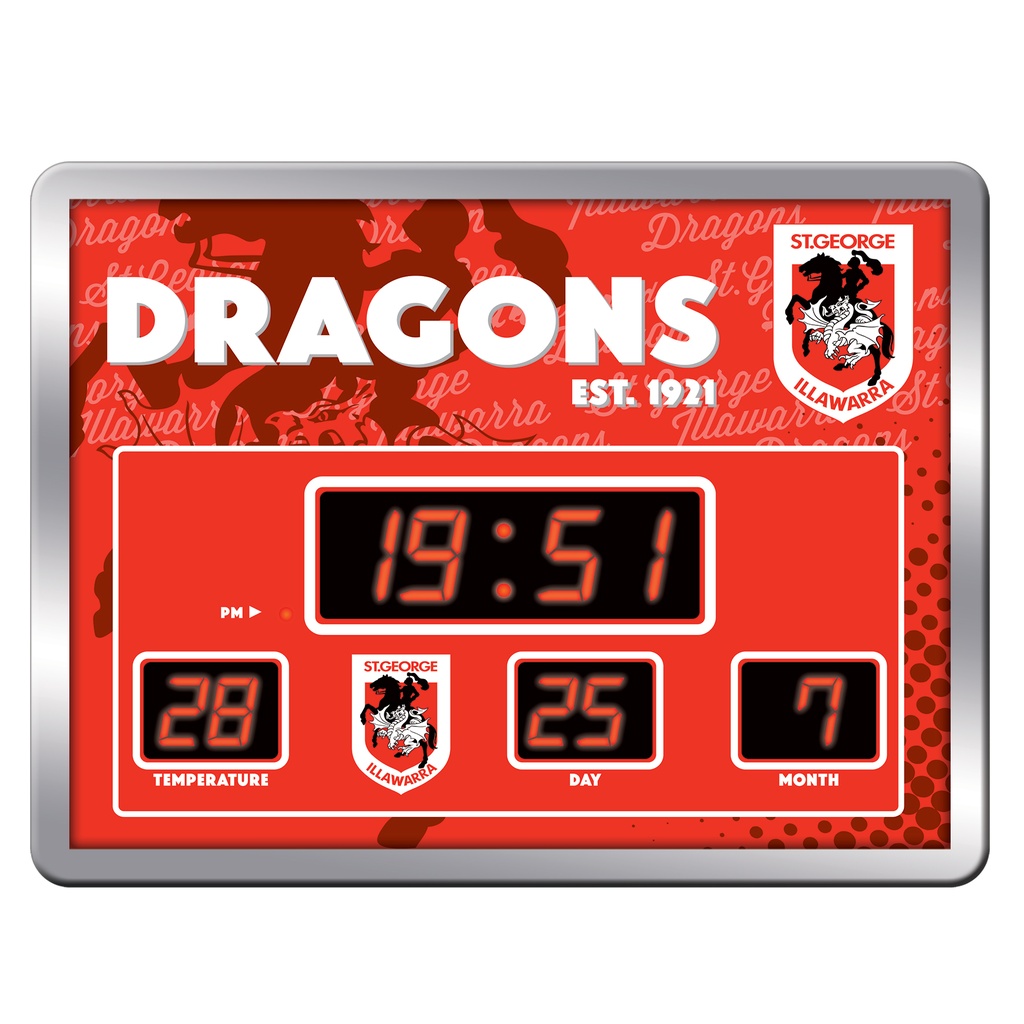NRL St. George Illawarra Dragons LED Scoreboard Clock