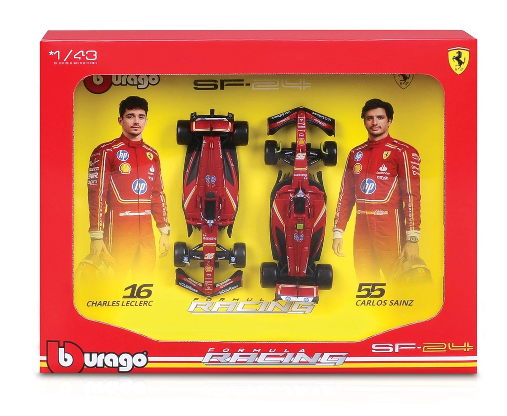 Bburago F1 1:43 Ferrari SF-24 Team Set - Leclerc & Sainz 2024 2-Car Die-cast (#43636856)