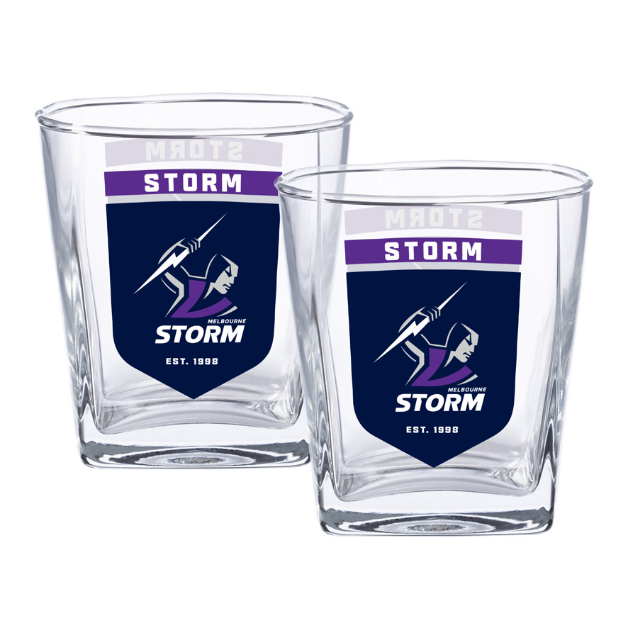 NRL Melbourne Storm Spirit Glasses 2pk