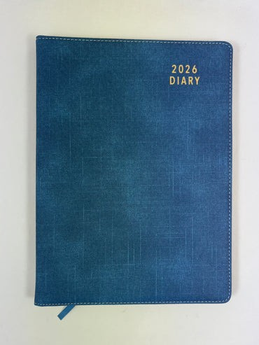 2026 Diary A4 Week-To-View (WTV) Spiral Steel Blue - Ozcorp