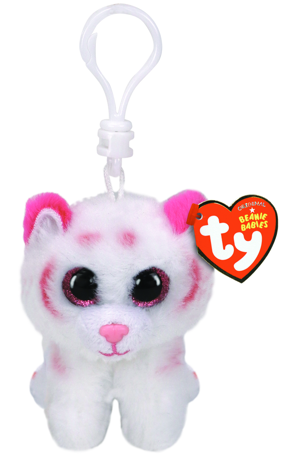 Tabor the Pink and White Tiger - Ty Beanie Boos Clips