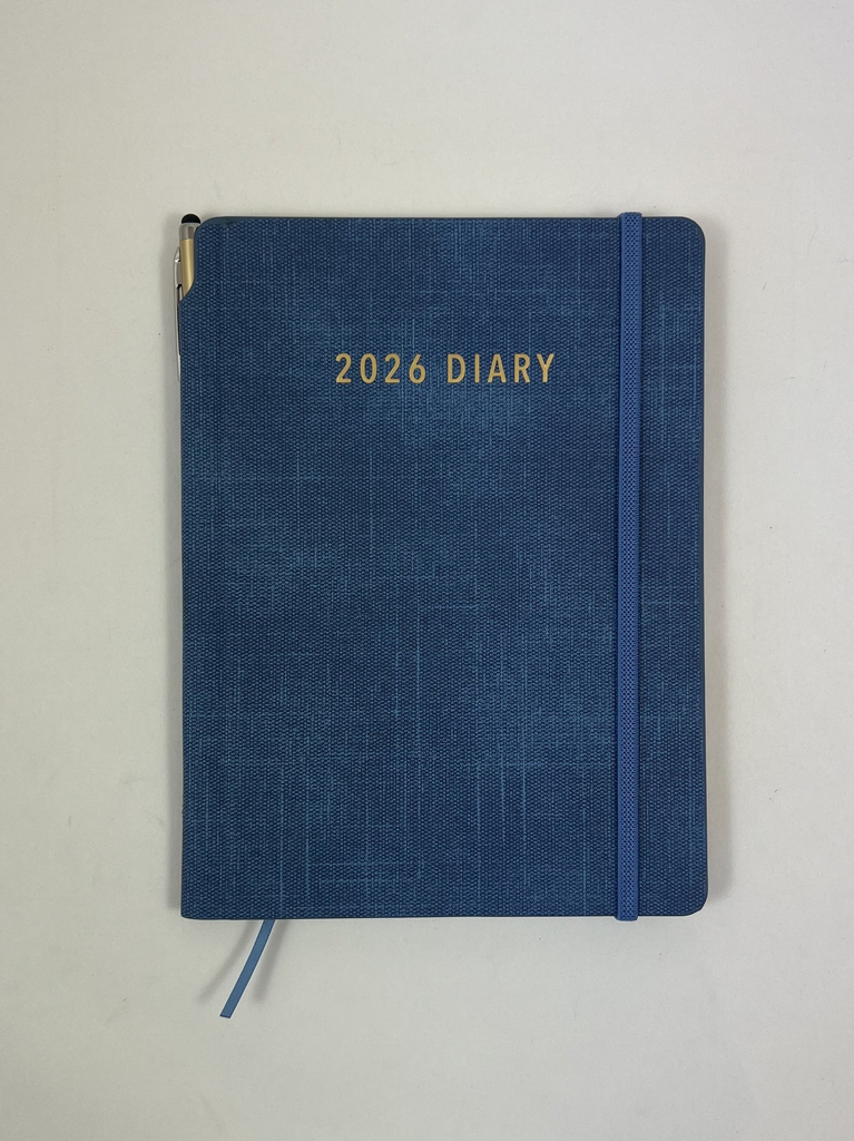 2026 Diary A5 Week-To-View (WTV) With Pen Steel Blue - Ozcorp
