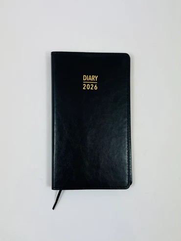 2026 Diary Week-To-View (WTV) Slim Spiral Black - Ozcorp
