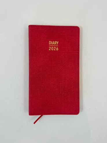 2026 Diary Week-To-View (WTV) Slim Spiral Red - Ozcorp