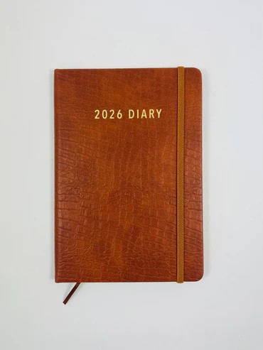 2026 Diary A5 Week-To-View (WTV) Croc Tan – Ozcorp