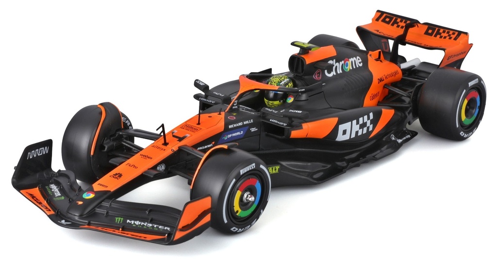 Bburago F1 2024 McLaren MCL38 #4 Lando Norris in Showcase with Helmet 1:24 2024 F-1 