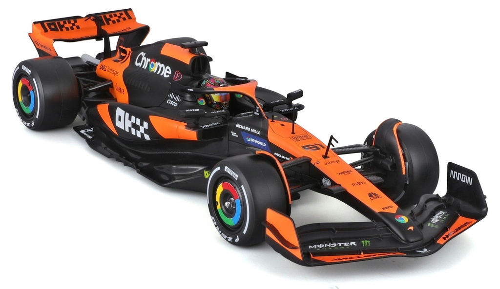 Bburago F1 2024 McLaren MCL38 #81 Oscar Piastri with Helmet in Showcase 1:24 2024 F-1 