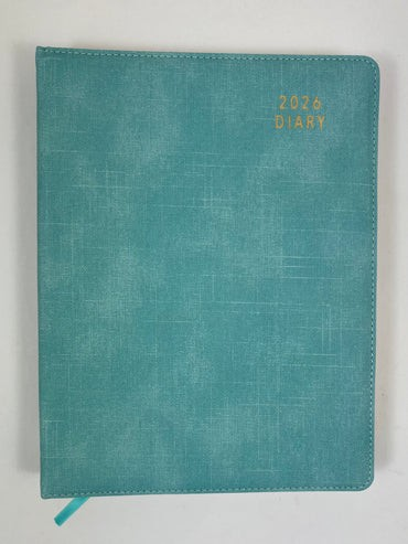 2026 Diary A4 Day-To-A-Page (DTP) Spiral Aqua - Ozcorp