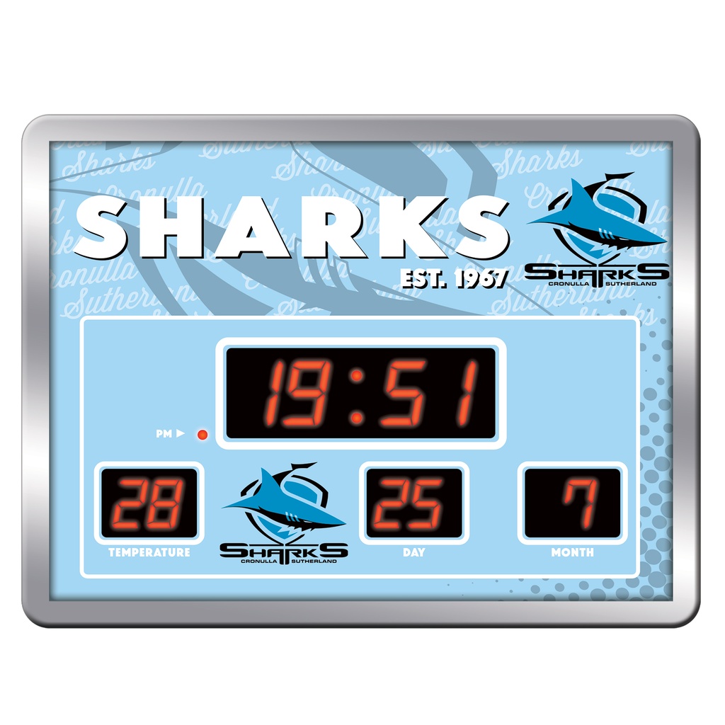 NRL Cronulla-Sutherland Sharks LED Scoreboard Clock 