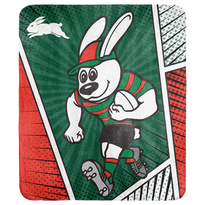NRL South Sydney Rabbitohs Coral Fleece Throw